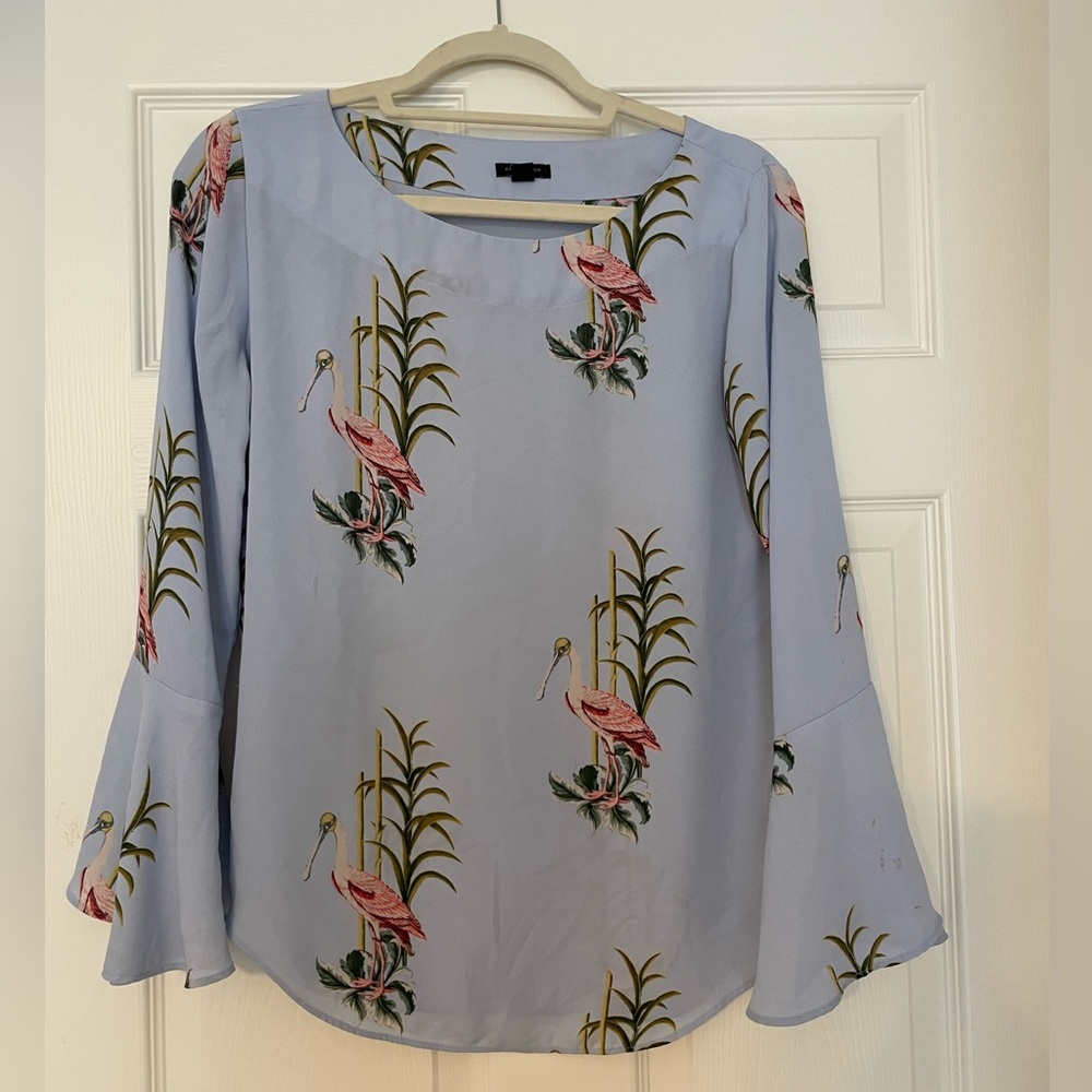 Ann Taylor baby Blue Blouse with bell sleeves